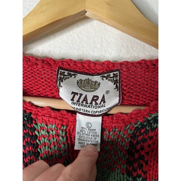 Vintage Tiara International Christmas Teddy Bear Knit Sweater Size Large - Picture 3 of 5